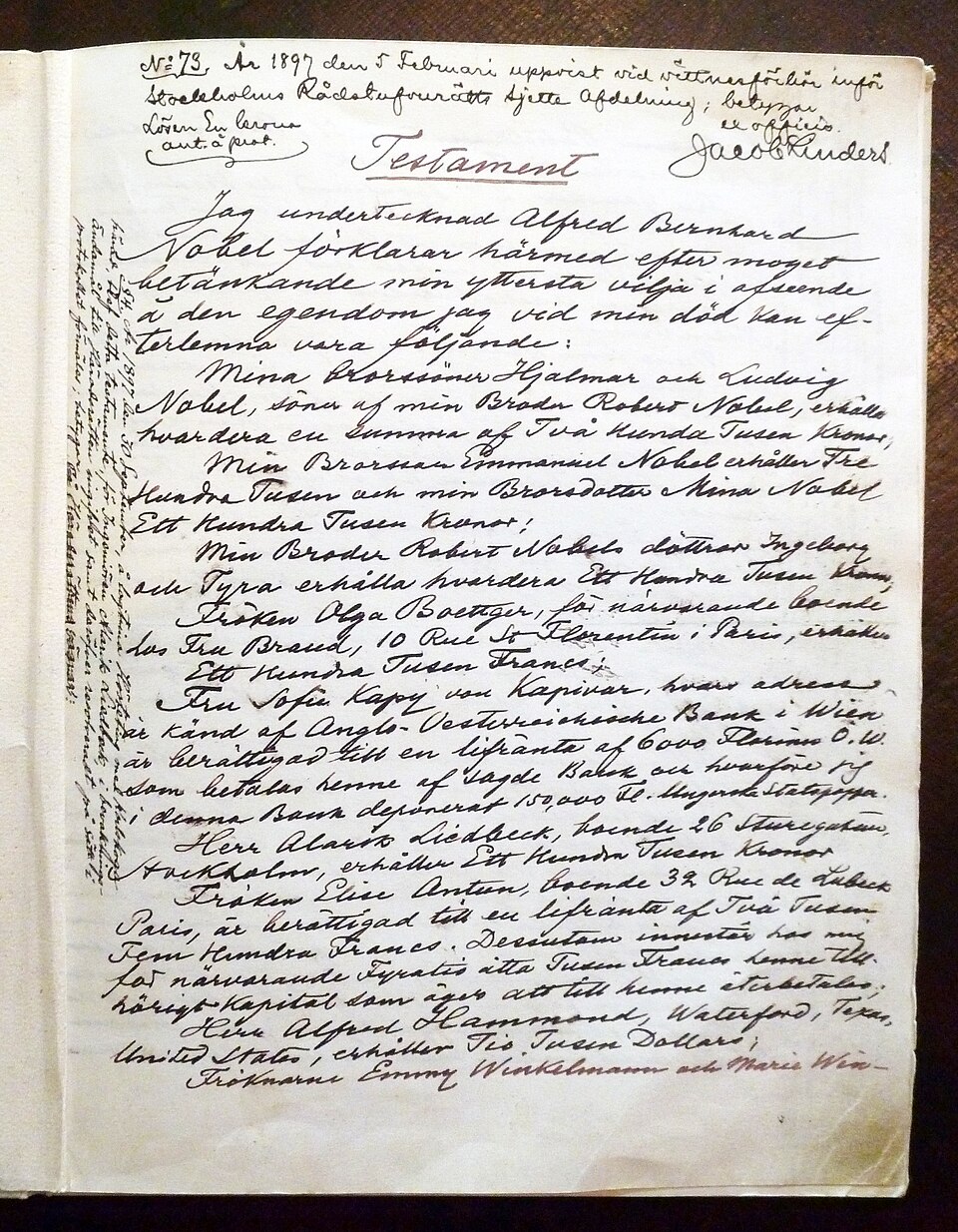 Last will and testament